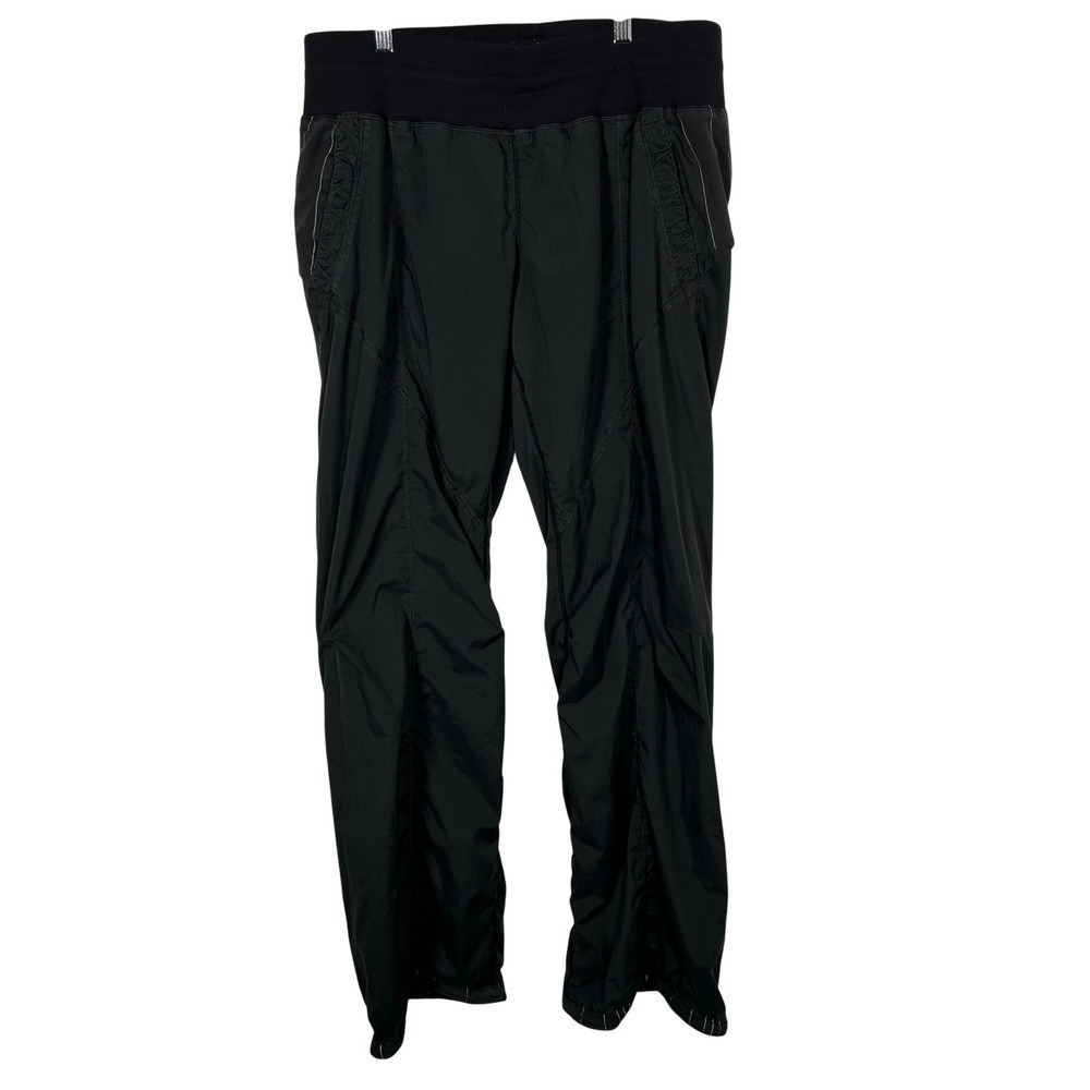 Lululemon Studio Track Black‎ Pants Pinstripe Paneled Casual Athleisure 12